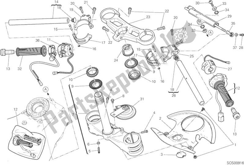 Alle onderdelen voor de Semimanubri - Ammortizzatore Di Sterzo van de Ducati Superbike 1299S ABS Brasil 2018